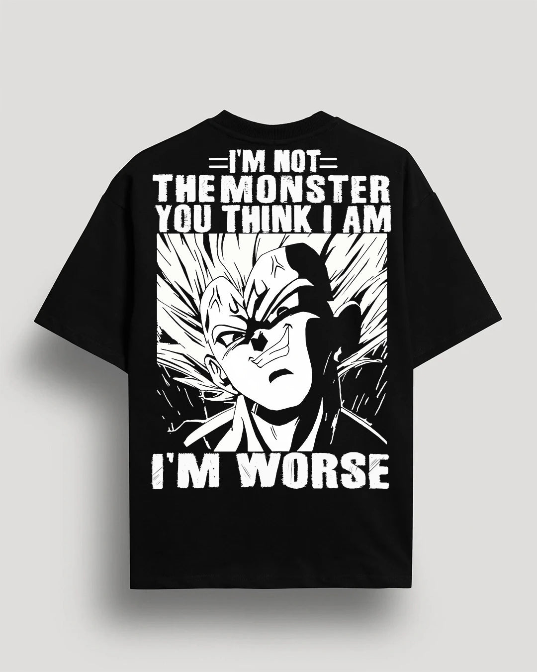 Majin Vegeta Is Here (I Am Not Monster) – Anime DBZ (Dragon Ball Z) Oversized T-shirt Collection By NONSENSETEE