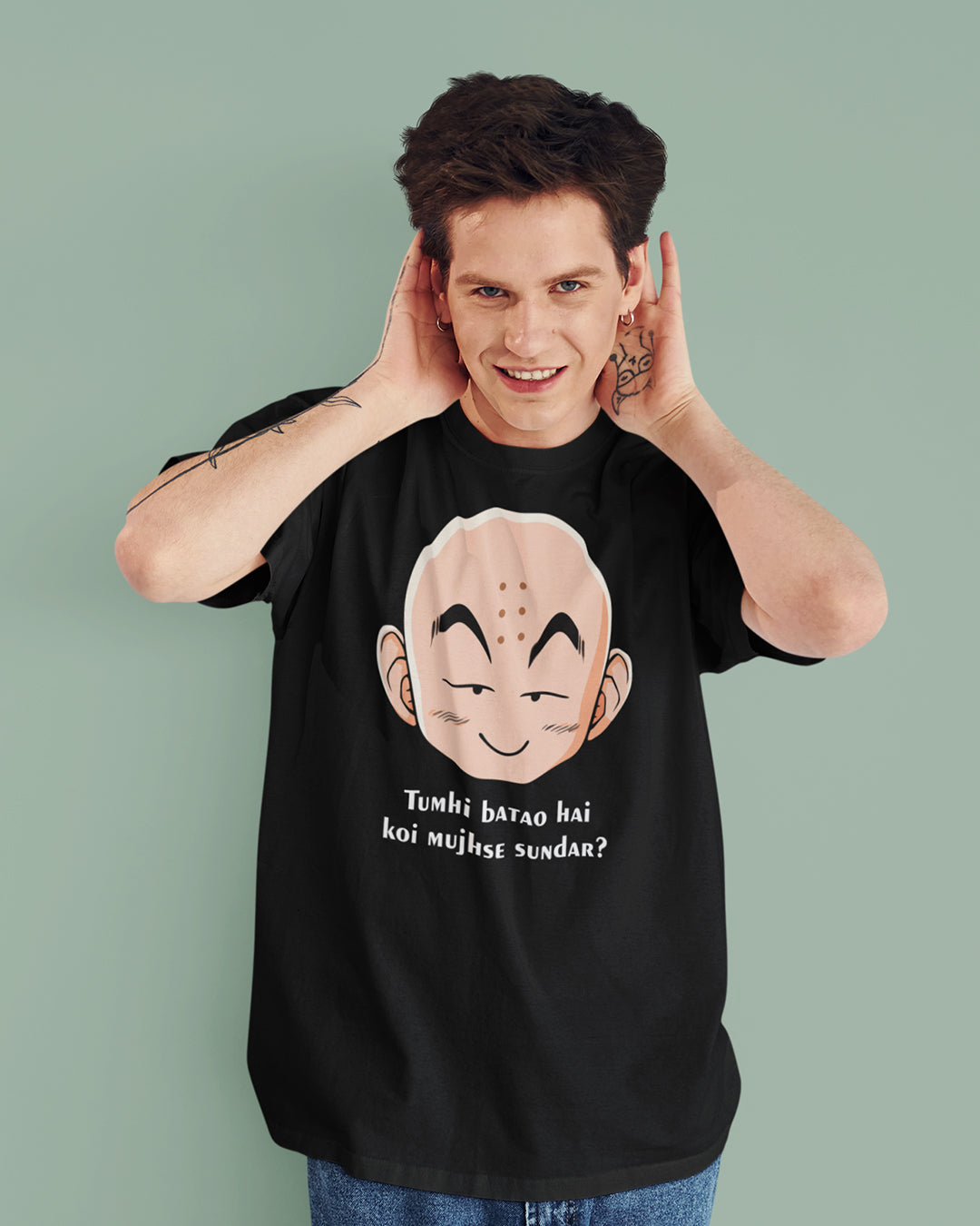 Krillin – Tumhi Batao – Anime DBZ (Dragon Ball Z) Oversized T-shirt Collection By NONSENSETEE