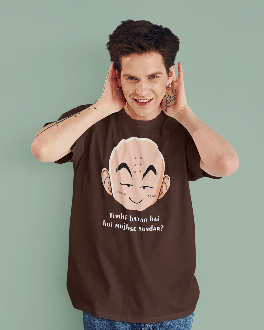 Krillin – Tumhi Batao – Anime DBZ (Dragon Ball Z) Oversized T-shirt Collection By NONSENSETEE