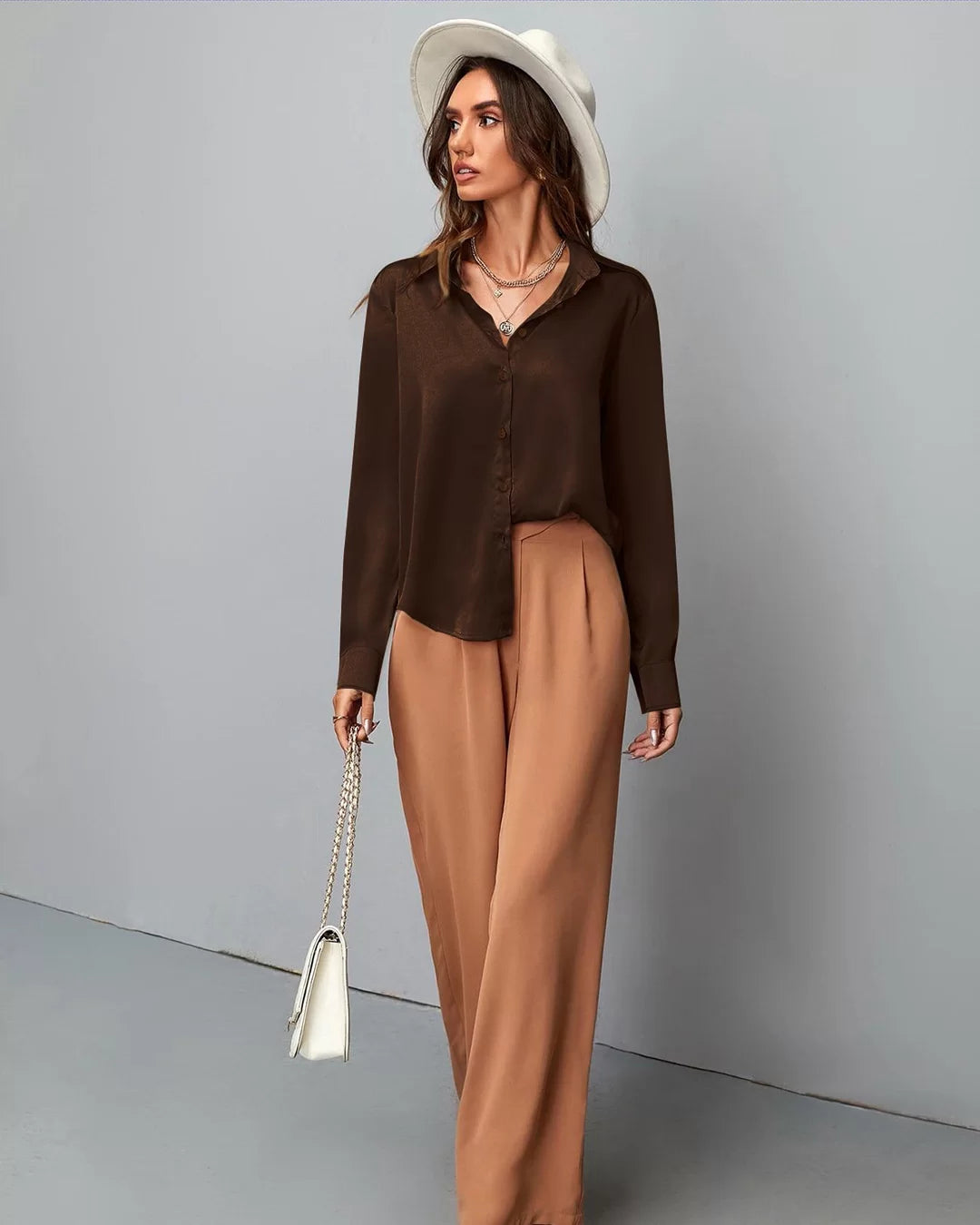 Satin Brown Women Shirt Collection by NonSenseTee