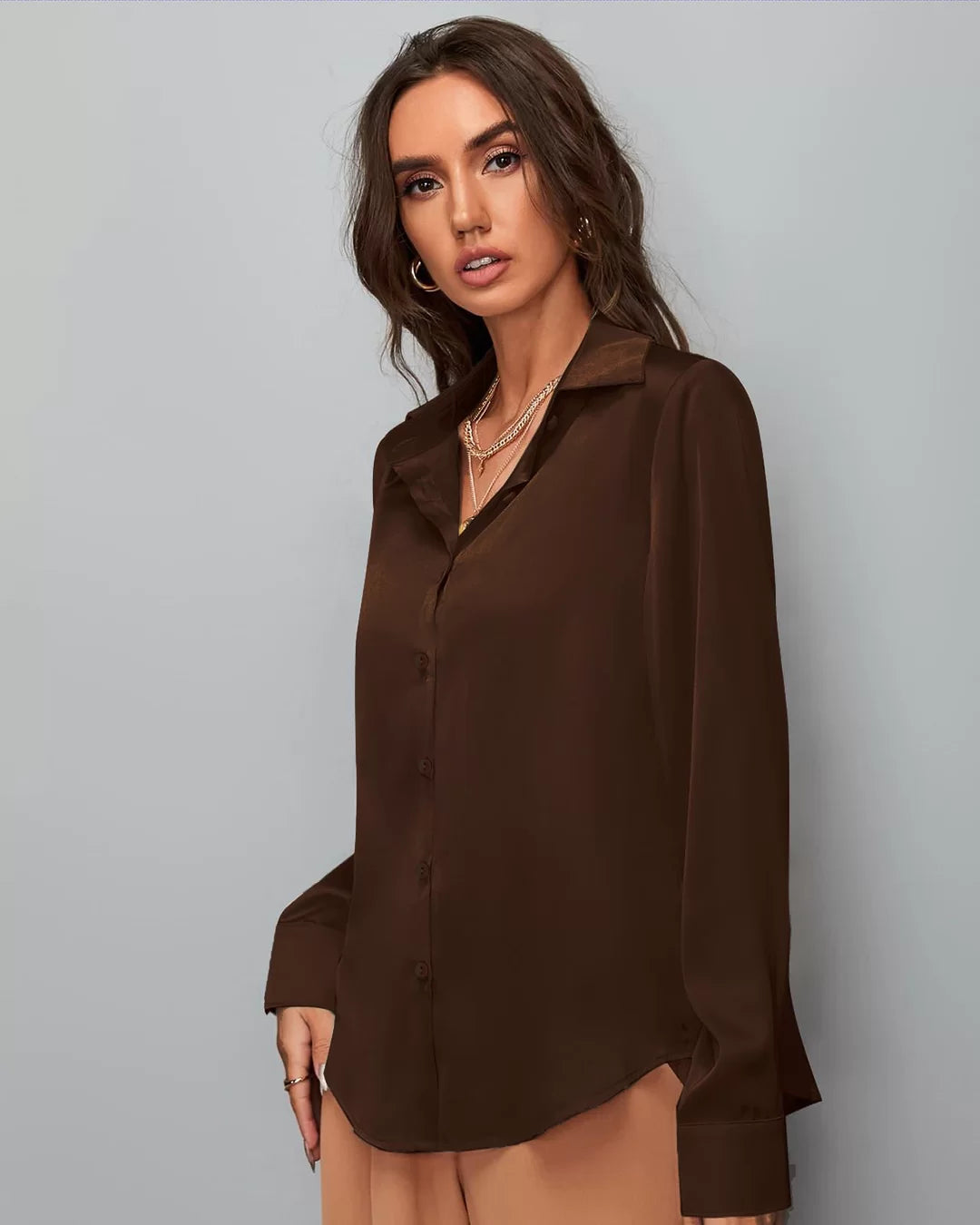 Satin Brown Women Shirt Collection by NonSenseTee